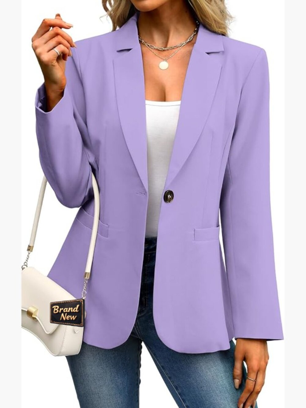 Lightweight Business Casual Blazer - Long Sleeve Slim Fit Work Jacket with